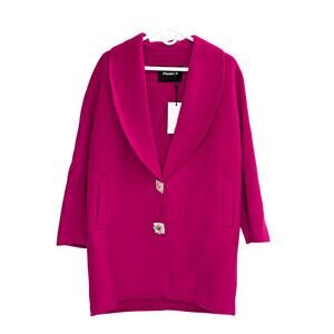 NWT Crystal Button Walking Coat – Magenta Pink Wool Cashmere Blend